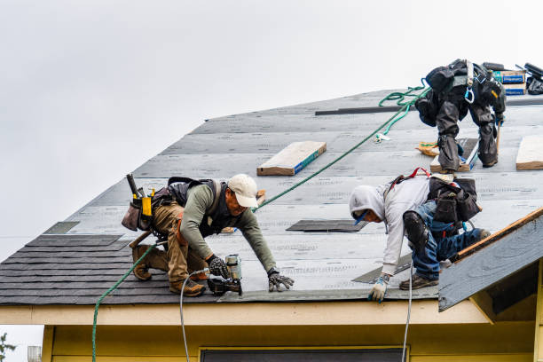 Professional Gutter Installation technician working in Nahcotta, WA